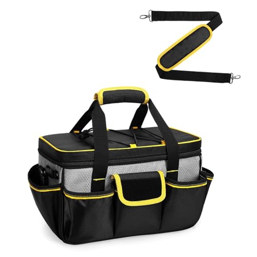 LUOFENG Sac à outils robuste avec cloison amovible de grande capacité pour une organisation professionnelle et un rangement solide sur le chantier