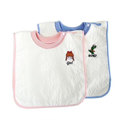 2 Pack 360 ° Rotating Baby Feeding Teething Bibs, Stay-Dry Toddler Bib, The Adjustable Baby Waterproof Bibs, Width Coverage and Pull-Over Design Bibs, for Boys Girls Newborn Unisex 3-24 Months