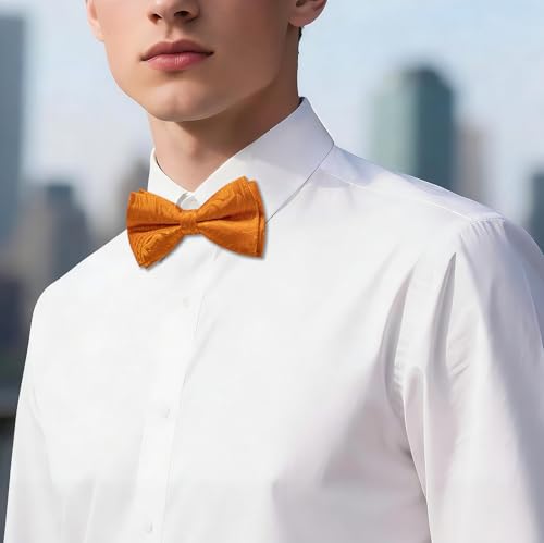 Image of YOHOWA Paisley Striped Men Bow Tie Pre-Tied Formal Adjustable Colorful Bowties Handkerchief Cufflinks Set Wedding Party