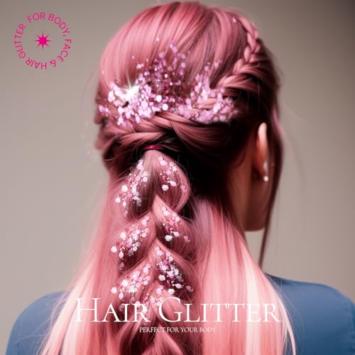 image for Teenitor Pink Body Glitter, Chunky Face Glitter, Hair Glitter Gel, 80g