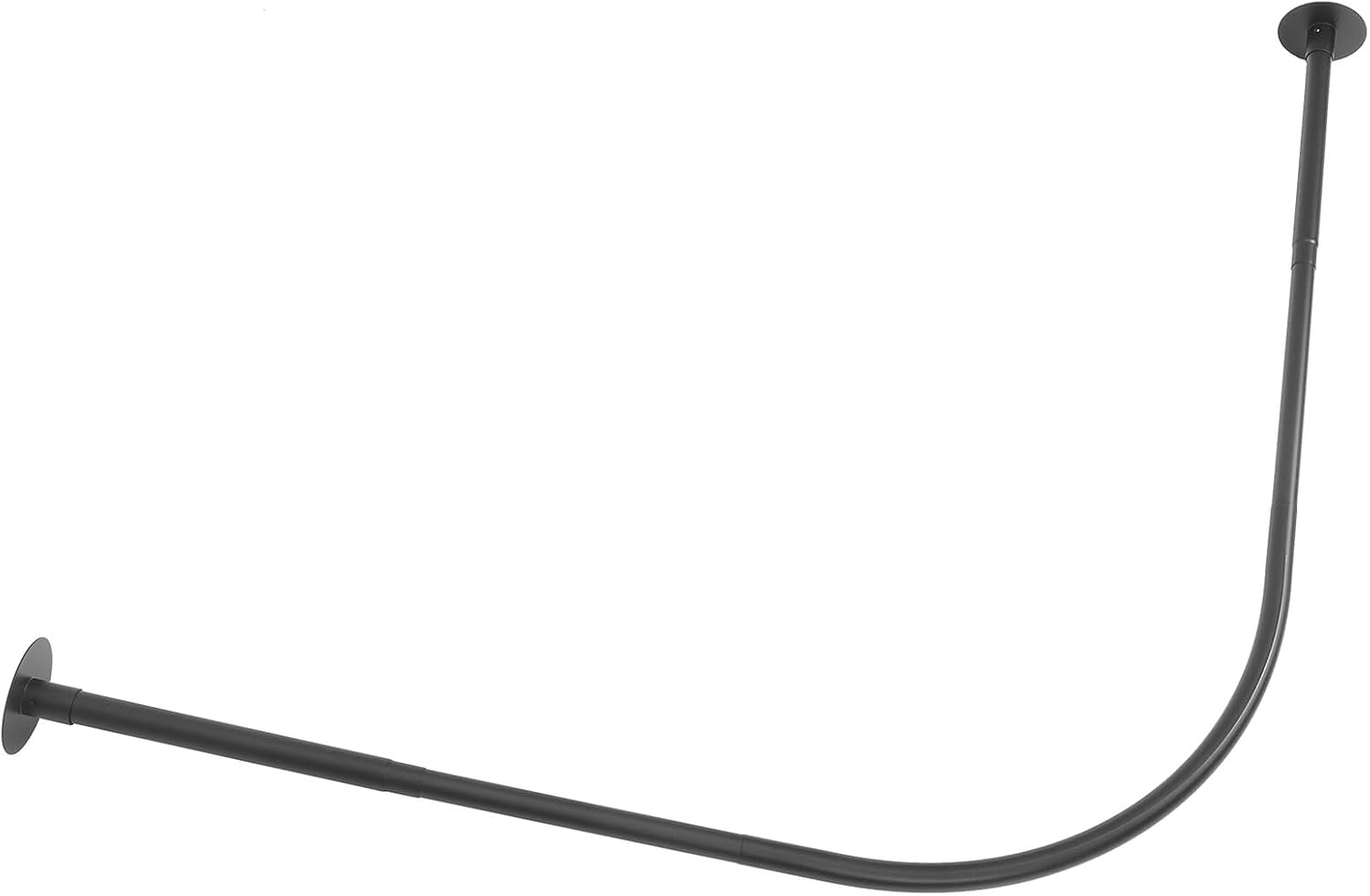 Tofficu Adjustable Curved Shower Curtain Rod, Black Tension No-drill Extendable Clothes Rod for Bathroom, Telescoping U-shaped L-shaped Rail Suitable for Bathtub and Shower Use