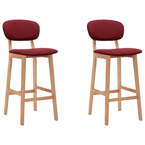 vidaXL 2X Tabourets de Bar Chaises de Comptoir Chaises de Bar Sièges de Comptoir Sièges de Bistro Tabourets de Pub Intérieur Rouge Bordeaux Tissu