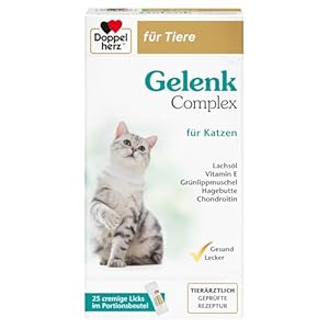 Doppelherz Complexe articulaire pour Chat – avec acides Gras Essentiels oméga-3 + Vitamine E – 25 Licks