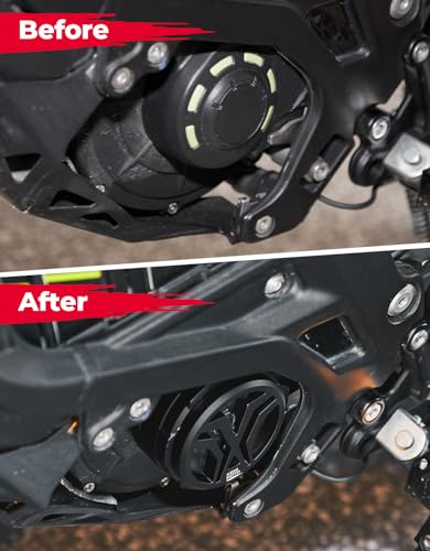 Image of KEMIMOTO Engine Case Saver Cover CNC Aluminum Compatible with Surron Light Bee X /S /L1E Segway Pulley Guard Electric Dirt Bike Sur Ron Accessories, Black
