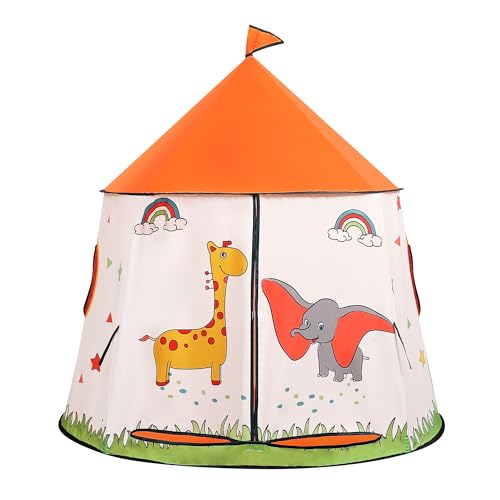 Speeltent voor peuters, draagbare pop-up indianentent, tipi,Prinses prins Castle Play Tent, EN71-gecertificeerd, speelhuis voor binnen en buiten, Verjaardagscadeau of kerstcadeau (oranje)