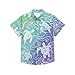Mens Hawaiian Shirt Sea Turtle and Maori Print Beach Tropical Short Sleeve Holiday Aloha Shirt Casual Button Down Shirt
