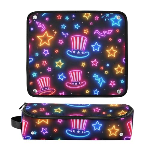 Bolsa de viaje para herramientas de cabello para mujeres con tapete resistente al calor extraíble y gran capacidad, organizador para herramientas calientes como planchas, rizadores, y más, diseño Neon Uncle Sam miniatura 3