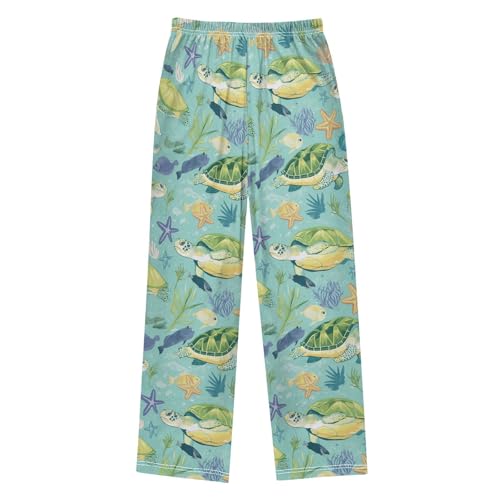 Sea Turtle Surrounded Tropical Fish Boys Pants Girl Sleep Pants Long Trousers Elastic Waist Lounge Bottoms S2
