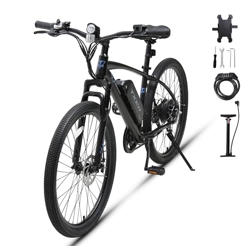 Image of Txed Electric Bike for Adults, 27.5 Inch Electric Mountain Bike, 250W Motor, 36V 13Ah Battery, 50km Range, Shimano 7 Speed, UK Road Legal E-Bike [With Bike Lock & Phone Holder]