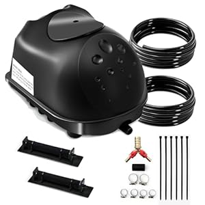 Luckerain Pond Aerator Water Garden Pond Air Pump Koi Pond Pump 16000 Gallons Complete Pond Aerators for Outdoor Ponds,2 Weighted Air Line and 2 Submersible Diffuser Stick,Black Luckerain Pond Aerator Water Garden Pond Air Pump Koi Pond Pump 16000 Gallons Complete Pond Aerators for Outdoor Ponds2 Weighted Air Line and 2 Submersible Diffuser StickBlack