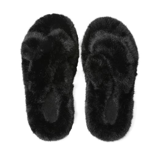 CELNEPHO Fuzzy Slippers for Women Cross Band Cozy Cute Plush Home Slippers Fluffy Furry Open Toe House Shoes Indoor Outdoor Slide Slipper Gift2
