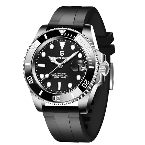 Pagani - Relojes de diseño japonés NH35 para hombre, movimiento automático, 40 mm, acero inoxidable, impermeable, cristal de zafiro, relojes deportivos para hombre, R-All Black, Deporte Pagani - Relojes de diseño japonés NH35 para hombre, movimiento automático, 40 mm, acero inoxidable, impermeable, cristal de zafiro, relojes deportivos para hombre, R-All Black, Deporte