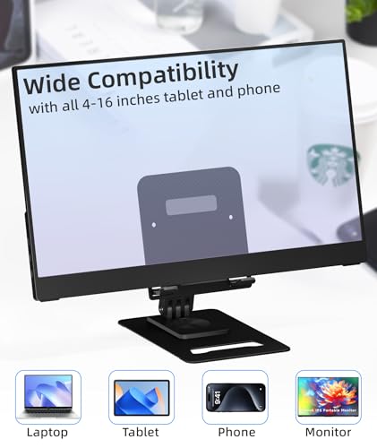 Image of Ingnok Adjustable Tablet Stand for iPad,Portable Monitor,Smart Phone | Desk Accessories for iPad mini Air Switch Kindle, Adjustable Height and Angle, 360 rotating base, Foldable Design