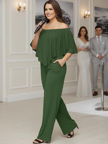 Image of KOH KOH Womens Long Pant Strapless Off Shoulder Pockets One Piece Jumpsuit