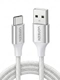 UGREEN USB Type C ケーブル USB A to USB C ケーブル ナイロン編み 3A急速充電 Quick Charge 3.0/2.0対応 56Kレジスタ実装 iphone17/Galaxy S24/Pixel/Google/Xperia/LG等対応 ホワイト (0.5m)