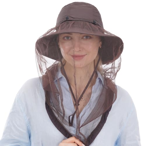 Image of USHAKE Head Net Hat, Safari Hat Sun Hat Bucket Hat with Hidden Net Mesh