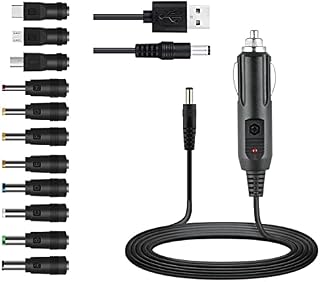 GutReise Universal 12V Car Charger(Max 10A) + 5V DC Power Cable,With 11 Connectors for DVD Player,Dash Camera,GPS,Bluetooth Speakers,Shaver Fans
