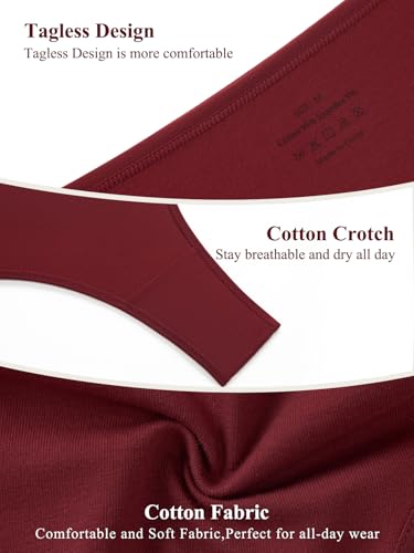 Vevmon Cotton Thongs for Women Seamless Ladies Soft Underwear 6 pack | Breathable Panties, Moisture-Wicking Cotton Fabric, Low-Rise Undies, Fits Comfortably, Workout, Gym, Everyday Generic Wear - image 5