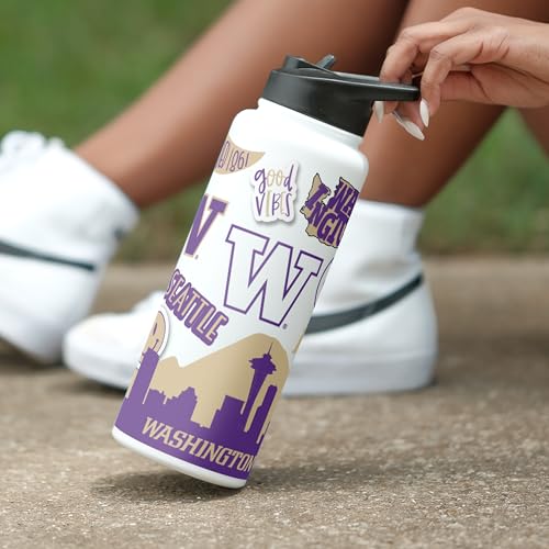 Image of Logo Brands NCAA Native 34 oz Quencher Water Bottle - | Local Icons Design | Double-Wall Insulated| Leak-Proof Lid & Built-In Straw