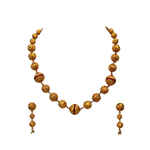 Conjunto de gargantilla con pendientes chapados en oro y perlas para novias y eventos especiales