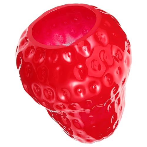 Vase en verre rouge design fraise elegant pour centre de table - 2