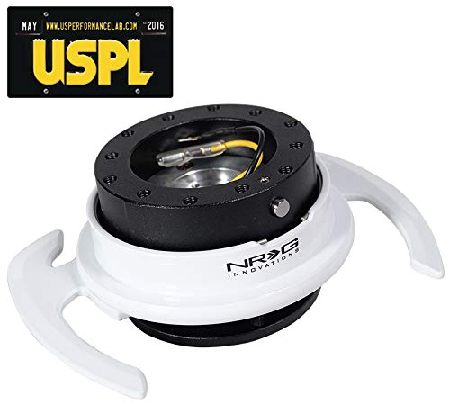 NRG SRK-700BK-WT Gen 4.0 Steering Wheel Quick Release - Black Body with White Ring + U.S. PERFORMANCE LAB AIR FRESHENER