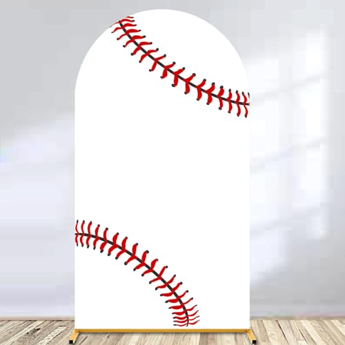 Baseball Birthday Decorations Arch Backdrop Cover Spandex White Baseball Texture Baseball Themed Party Decorations (6.6FT)