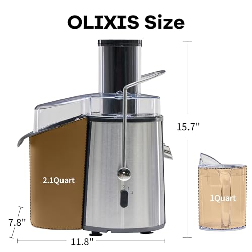Image of OLIXIS Centrifugal Juicer Machines, 700W Juice Extractor with 3 inch Feed Chute for Whole Vegetable and Fruit, Electric Juicer with Dual-Speed Quick Juicing, Easy to Clean, BPA-Free, Silver