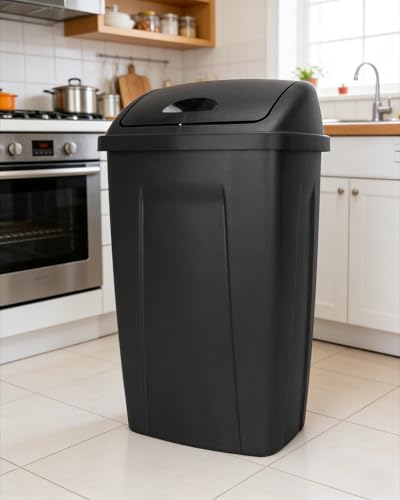 Caneca de basura rectangular de plástico 13 galones negra