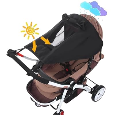 Baby Stroller Universal UPF 50 Sun Protector Shade Blackout Cover Pushchair Shield Canopy Pram Rain Sunshade With See Through Extender Accessory Easy Installation