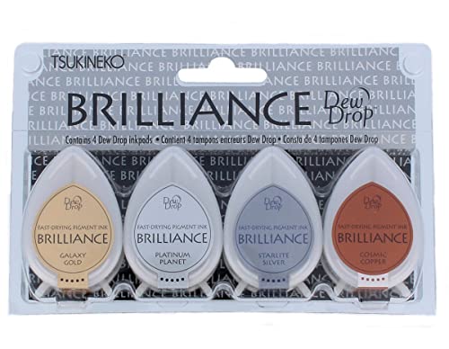 Tsukineko Set 4 Almohadillas de Tinta Brillance Opaca planetario Efecto nacarado