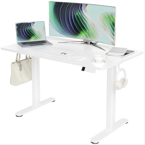 Claiks Bureau Électrique Debout Réglable en Hauteur 120 x 60 cm avec Gestion des Câbles et Fonction Mémoire et Protection Contre Les Collisions, Bureau...