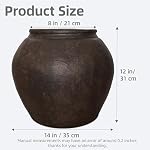 12" H x 14" Dia Fiberstone Vintage Style Planter with Drainage Hole, Indoor/Outdoor Large Plant Pot for Home Patio Garden, Ideal for Artificial Tree/Plants