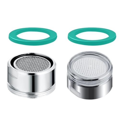 Uqingo 2PCS Tap Aerator 24mm Male with Gasket, Tap Filter Nozzle Faucet Aerator Stainless Steel 304, Water, Energy Saving Tap Filter Replacement Part, Insert Nozzle for Kitchen Bathroom, Toilets