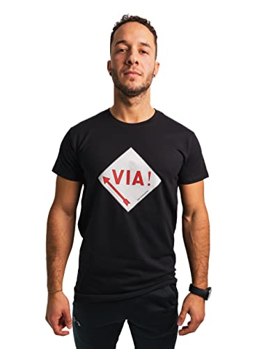 Artefizio T-shirt Circle Fit 190 g, coton semi-peigné, Renfort sur le cou, col rond côtelé, avec impression, 4 autocollants offerts, Noir V.d.c., L Cover