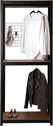 Best Home Fashion kepsuul 2 Tier Clothing Rack Customizable Modular Shelving and Storage with Mesh Board - Black