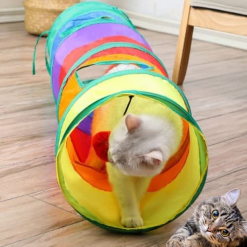 Brinquedo Interativo Para Gatos Pets Túnel Labirinto Colorido com Bolinha
