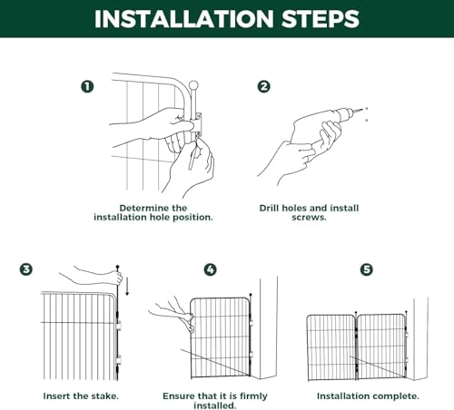 Image of FXW Rollick Dog Playpen Wall Connection Set for Indoor and Yard, 50 Inch 8 Panels for Large Dogs with 4 Fence-to-Wall Anchors, Black | Patented