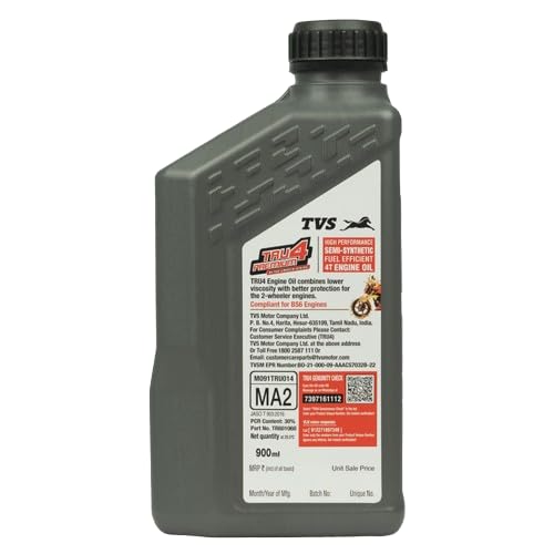 Image of TVS TRU4 PREMIUM Engine OIl 900 ML, 10W30, API SL and JASO MA2,HIGH PERFORMANCE SEMI SYNTHETIC FUEL EFFICIENT ENGINE OIL for bikes