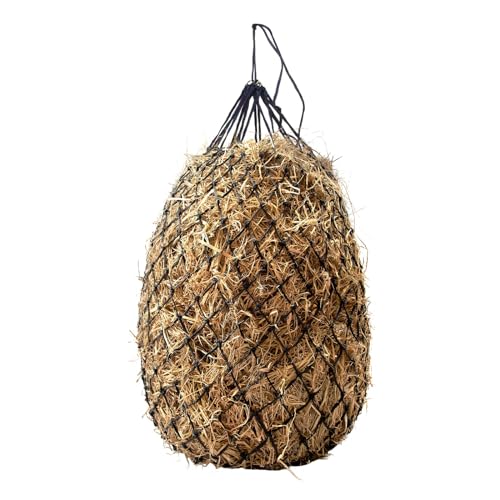 Bloomoak Slow Feed Hay Net for Horses, 40" Hay Bag with 1 inch Hole for Horse and Goat, Heavy Duty PE,Easy Fill with Rings