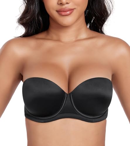DotVol Women's Multiway Push Up Convertible Underwire Strapless Bra Thick Padded Everyday Bra(Black,34C)