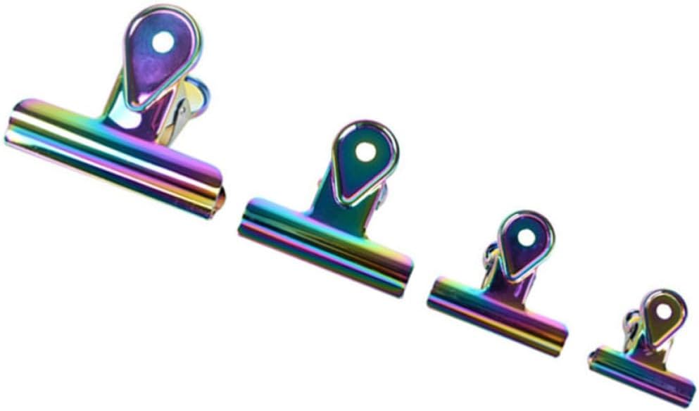 5pcs Rainbow Binder Clips Stainless Steel Water Shape Paper Clamp Set