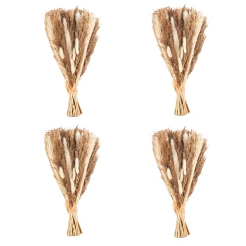Koyal Wholesale 80 pcs 18" Dried Pampas Grass Bouquet, Fluffy Bunny Tails, Reed Grass, Dried Flowers for Home Decor, Wedding, Boho Decor, Rustic Farmhouse Vase Fall Floral Arrangement (Natural 4-Pack)