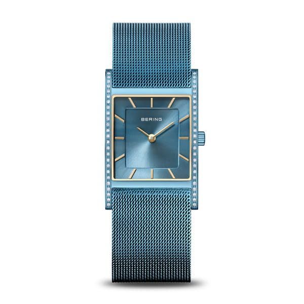 BERING 10426-398-S Classic - Reloj de pulsera para mujer (esfera milanesa, cristal de zafiro, cuadrado, movimiento de cuarzo, 5 ATM)