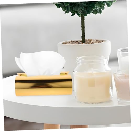 Boîte à mouchoirs dorée acier inoxydable porte-serviette table - 7
