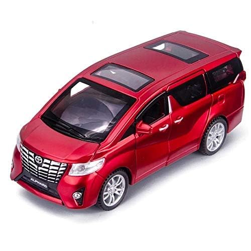 Image of 1:32 Toyota Alphard Vehicle Toy Alloy Die Cast Metal Car Model Diecast Metal Car with Light Sound Openable Door Pullback Toy Car for Kids. (Red)