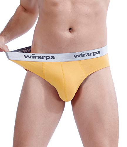Wirarpa Men's Cotton Stretch Briefs Underwear Soft Wide Waistband Support No Fly Underpants Multicolored 4 Pack, Medium #TOP3