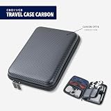 TROIKA Organizer etui z zamkiem błyskawicznym TRAVEL CASE CARBON z 3 przegródkami wewnętrznymi i 6 elastycznymi szlufkami na taśmie wraz ze ścianką działową (wewnątrz) sztuczna skóra, aksamit – wygląd