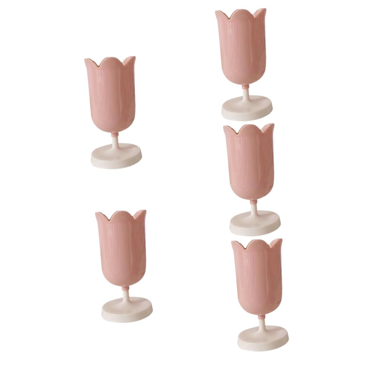 HOMSFOU 5 Pezzi portapenne a tulipano bellezza Cartoleria piccolo arredamento Carino contenitori Organizzazione da scrivania portapenne vaso di fiori plastica rosa