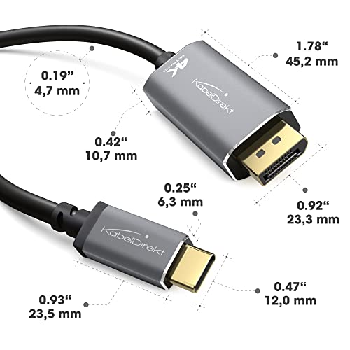 Image of KabelDirekt - 4K USB C to DisplayPort Adapter Cable - 6ft